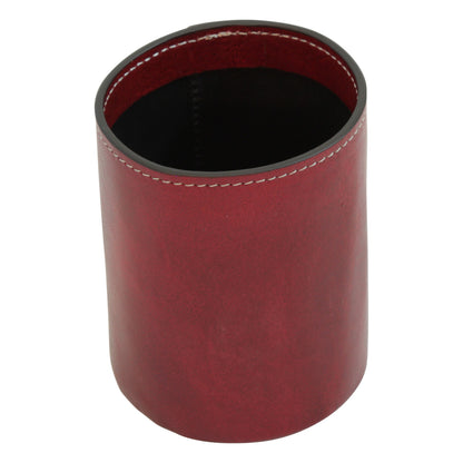 Leather Pen Cup - Red