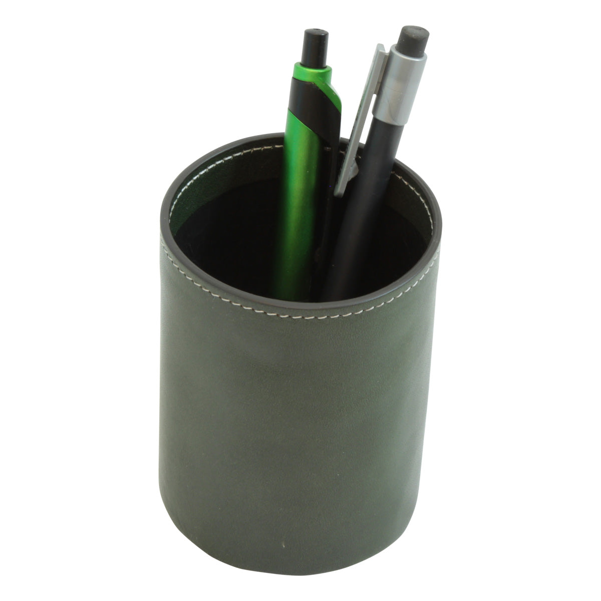 Leather Pen Cup - Green