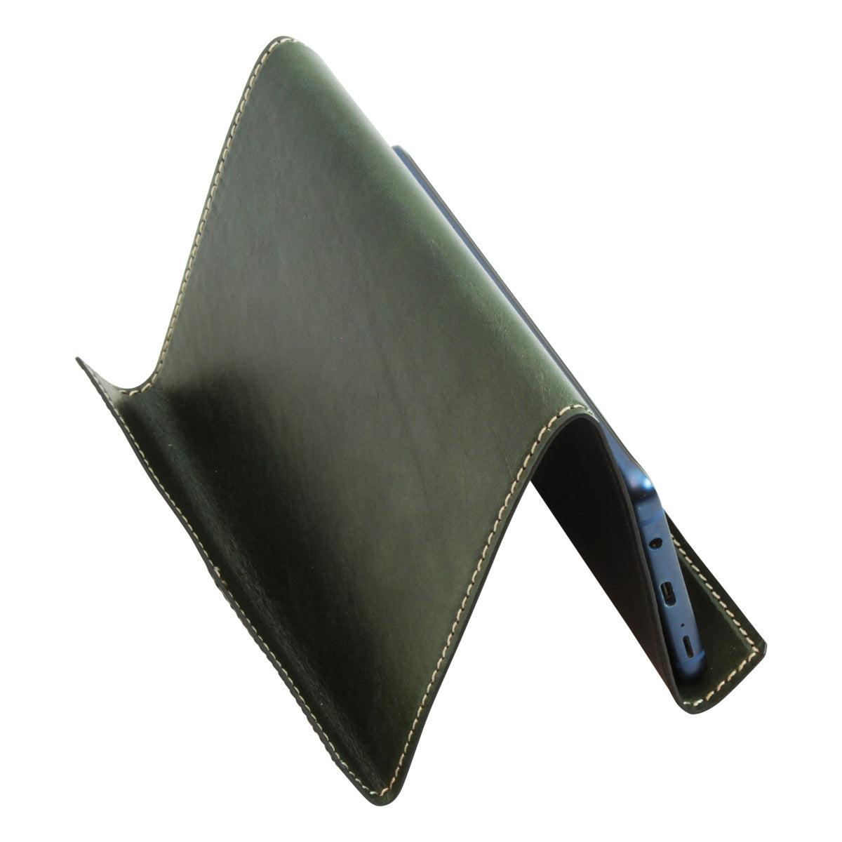 Leather Ipad And Iphone Stand - Green