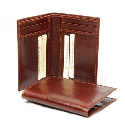 Leather Card Holder With Rfid-Brown