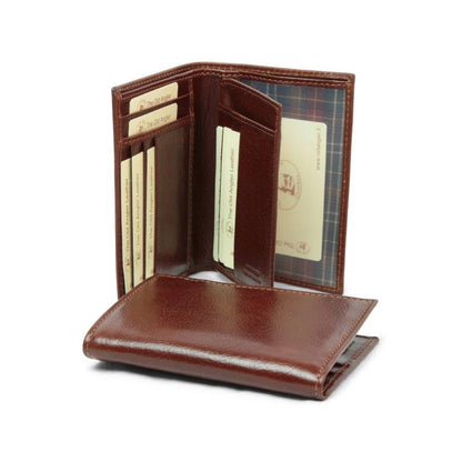 Leather Card Holder With Light Pockets-Brown