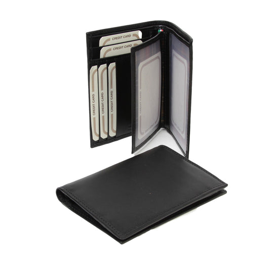 Leather Card Holder With Light Pockets-Black