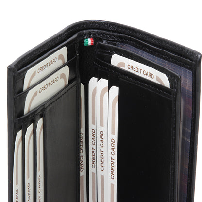 Leather Card Holder With Light Pockets-Black