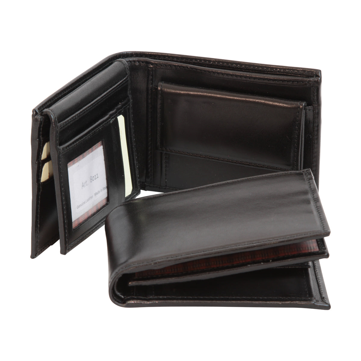 Leather Bifold Wallet With Coin Pocket - Black  Rfid System