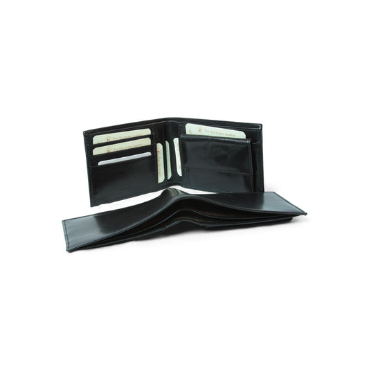 Leather Wallet With Coin Pocket With Rfid - Black