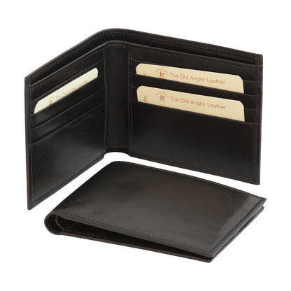 Leather Bifold Wallet For Men With Rfid- Black