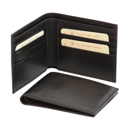 Leather Bifold Wallet For Men With Rfid- Black