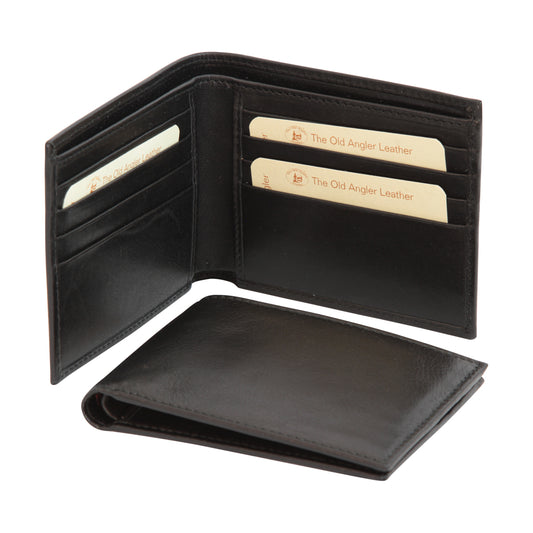 Leather Bifold Wallet For Men With Rfid- Black