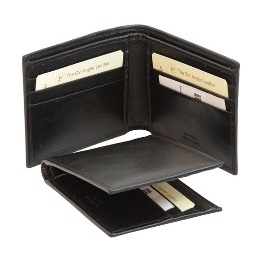 Leather Bifold Wallet With Rfid- Black