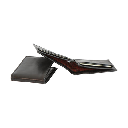 Leather Bifold Wallet With Rfid- Black