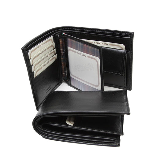 Leather Wallet With Card Holder And Rfid -Black