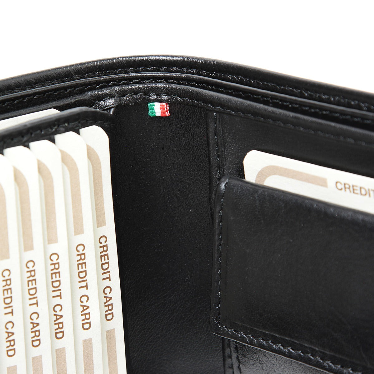 Leather Wallet With Card Holder And Rfid -Black