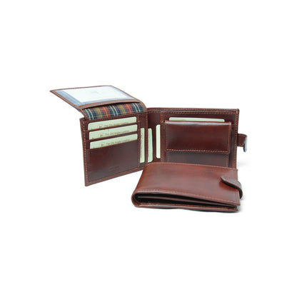 Leather Bifold Wallet  - Brown Withrfid