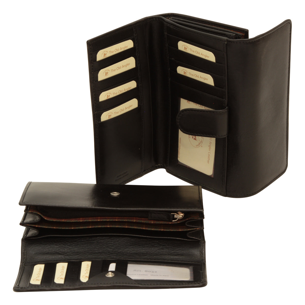 Women'S Cowhide Leather Wallet - Black With Rfid