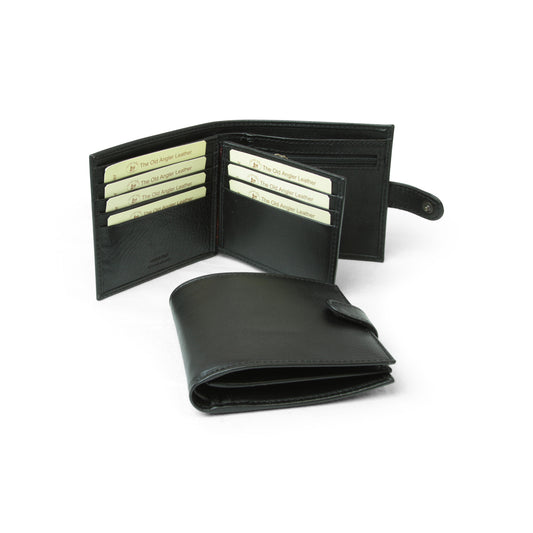 Leather Wallet With Snap Closure - Black