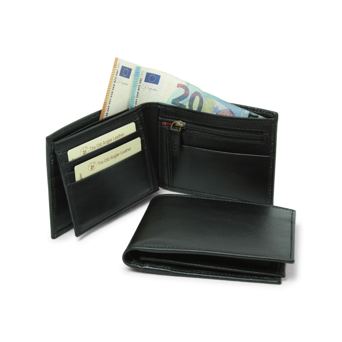 Leather Wallet With Coin Pocket And Rfid - Black