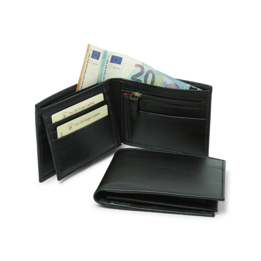 Leather Wallet With Coin Pocket And Rfid - Black