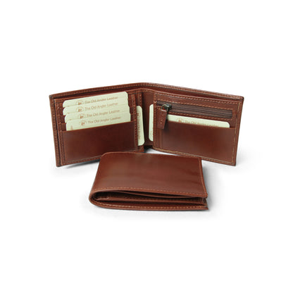 Leather Wallet With Coin Pocket And Rfid - Brown