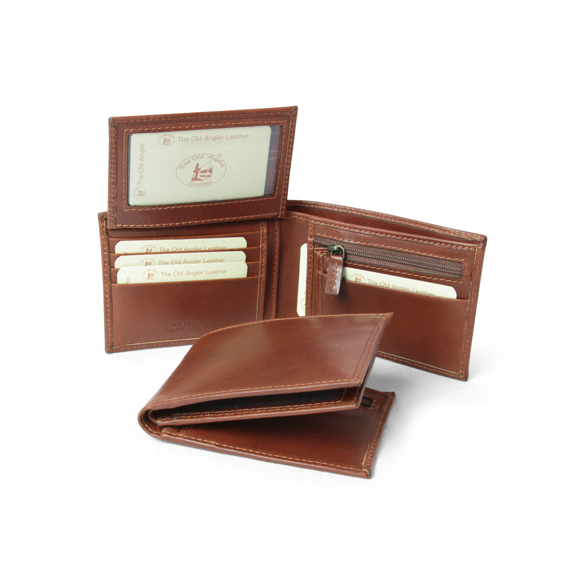 Leather Wallet With Coin Pocket And Rfid - Brown