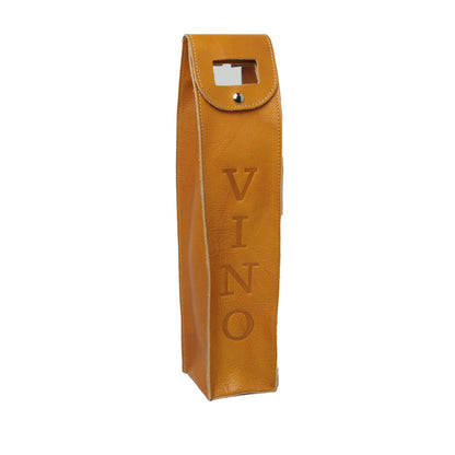 Leather Wine Holder - Yellow Ocher