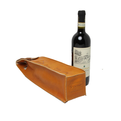 Leather Wine Holder - Yellow Ocher