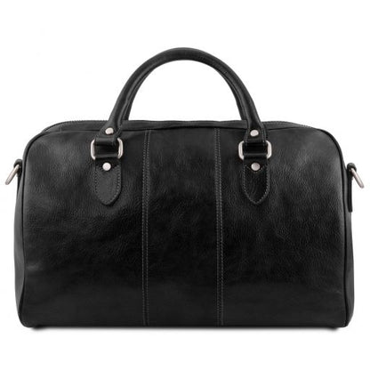 Black leather Duffel Bags Lisbona - by Tuscany Leather