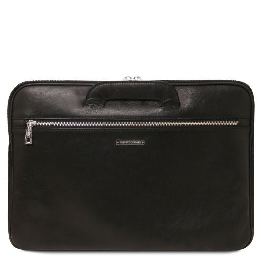 Black leather Messenger Bags Caserta - by Tuscany Leather