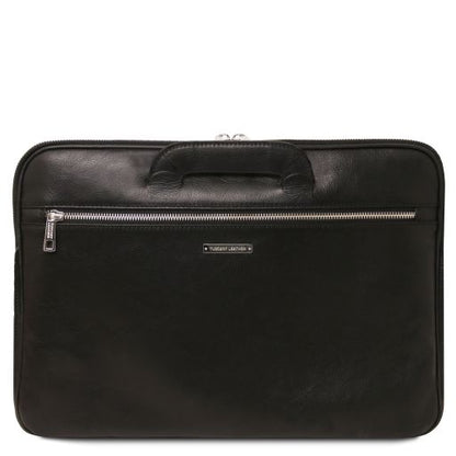 Black leather Messenger Bags Caserta - by Tuscany Leather