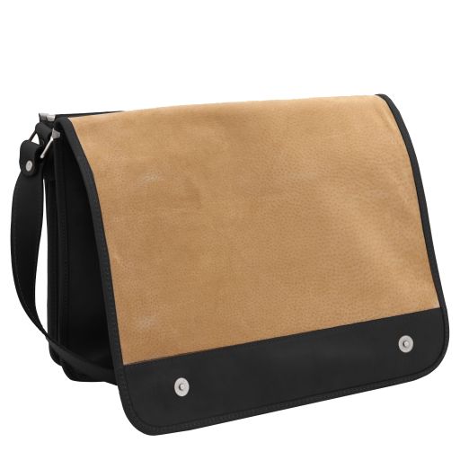 TL Messenger - Two compartments leather shoulder bag - Large size