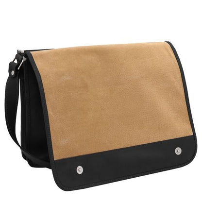 TL Messenger - Two compartments leather shoulder bag - Large size
