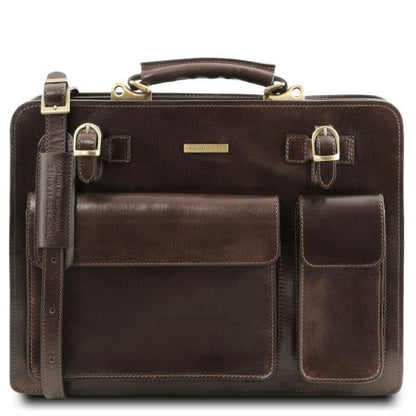 Dark Brown leather Briefcases Venezia - by Tuscany Leather