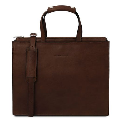 Palermo - Leather briefcase 3 compartments for women
