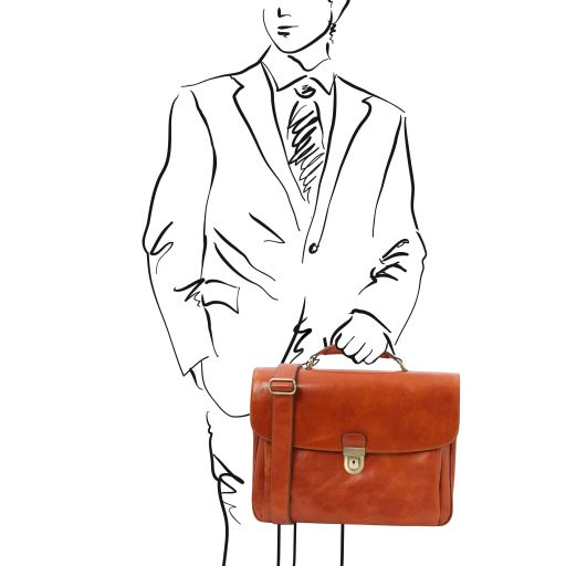 Alessandria - Leather multi compartment TL SMART laptop briefcase