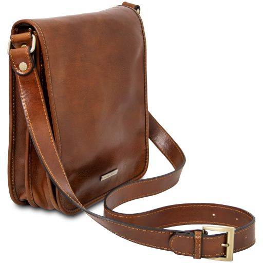 TL Messenger - Two compartments leather shoulder bag