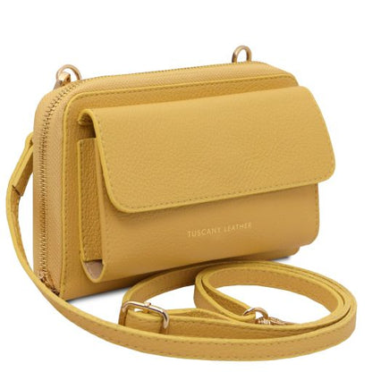 Urania - Leather wallet/phone holder with strap