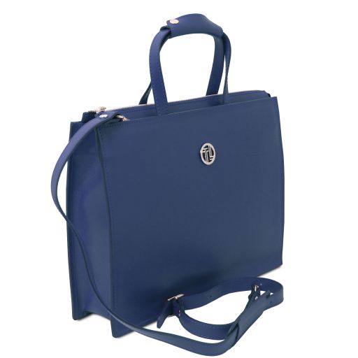 Dark Blue leather Briefcases Palermo - by Tuscany Leather