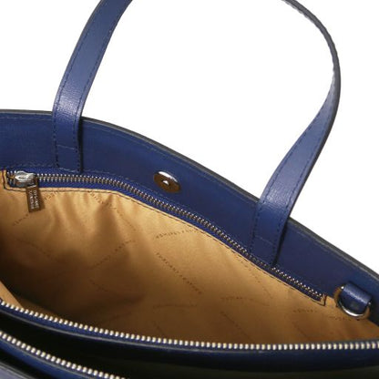 Dark Blue leather Briefcases Palermo - by Tuscany Leather