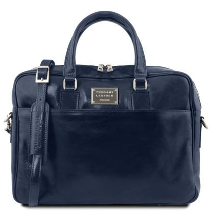 Dark Blue leather Laptop Bags Urbino - by Tuscany Leather
