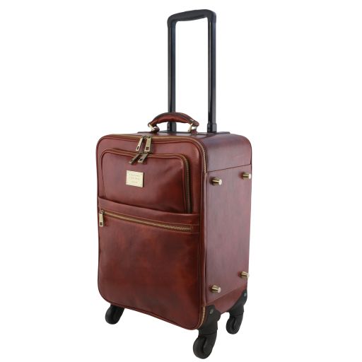 Dark Brown leather Suitcases TL Voyager by Tuscany Leather