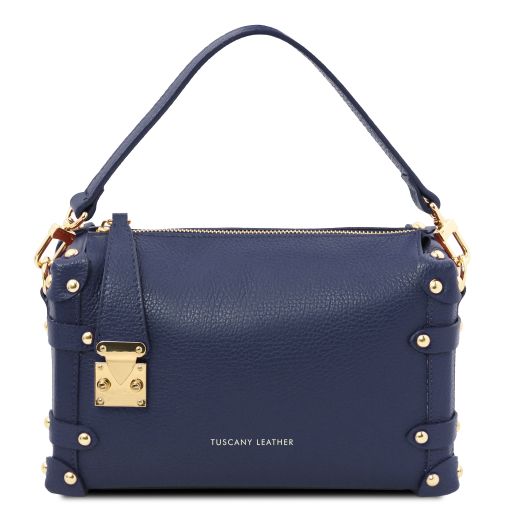 Dark Blue leather Handbags Praline - by Tuscany Leather