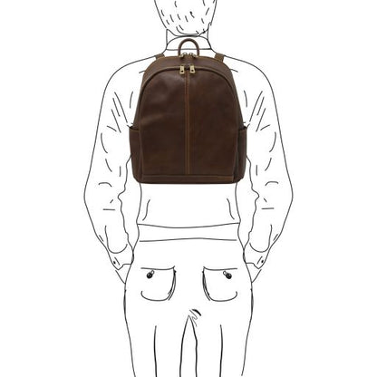 Dark Brown leather Backpacks Canberra - by Tuscany Leather