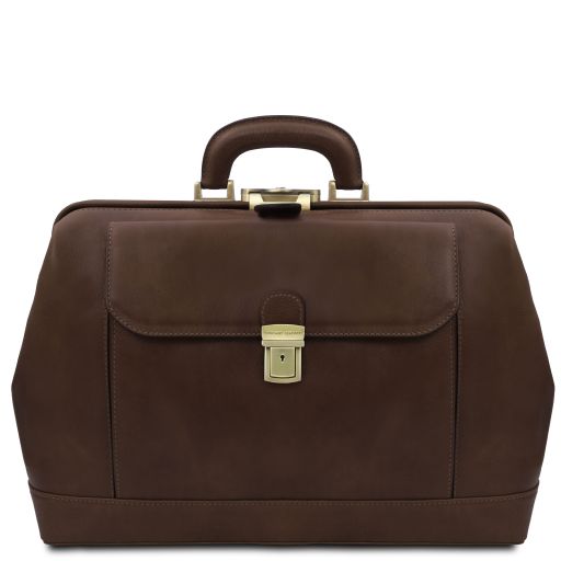 Dark Brown leather Doctor Bags Leonardo - by Tuscany Leather