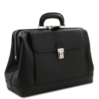 Black leather Doctor Bags Leonardo - by Tuscany Leather