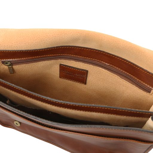 TL Messenger - Two compartments leather shoulder bag - Large size