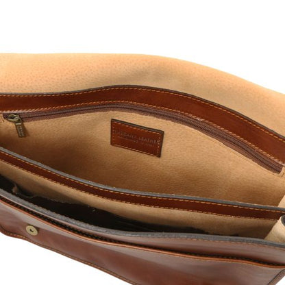 TL Messenger - Two compartments leather shoulder bag - Large size