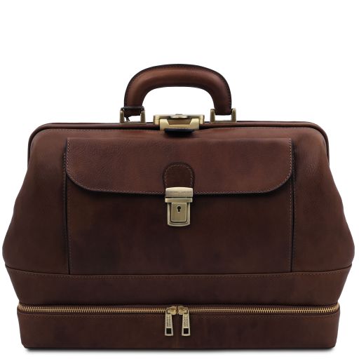 Dark Brown leather Doctor Bags Giotto - by Tuscany Leather