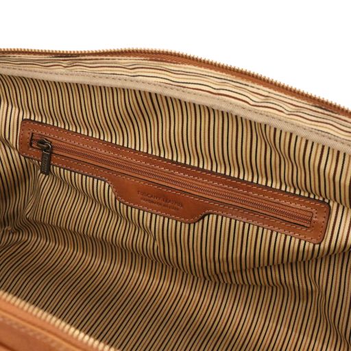 Dark Brown leather Duffel Bags Lisbona - by Tuscany Leather