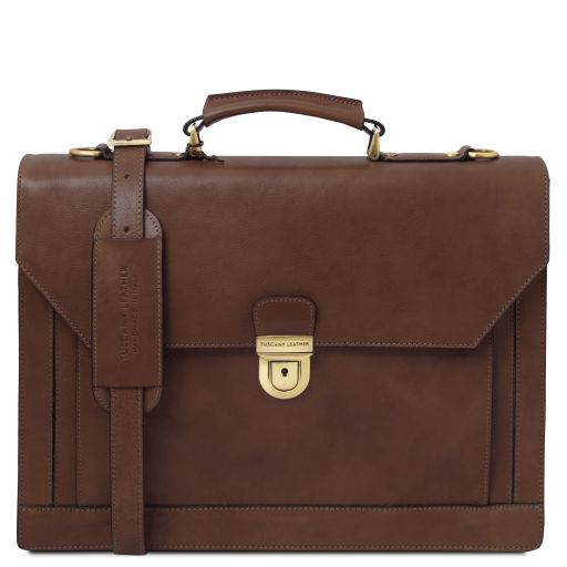 Dark Brown leather Briefcases Cremona - by Tuscany Leather