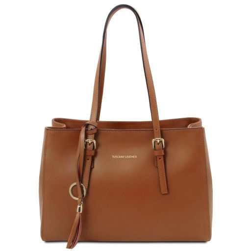Cognac leather Handbags TL by Tuscany Leather
