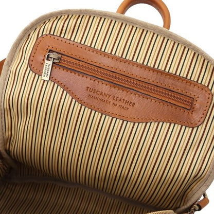 Dark Brown leather Backpacks Canberra - by Tuscany Leather